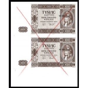 1000 złotych 1941 (2004) Krakowiak -Rekonstrukcja - Arkusz 2 sztuk - MCSM 742/743 i 744/745