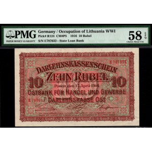 POSEN / POZNAŃ - 10 rubli 1916 - E - PMG 58 EPQ