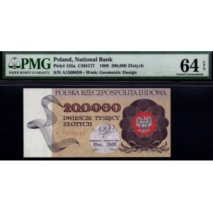 200.000 złotych 1989 - A- PMG 64 EPQ
