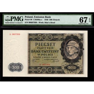 500 złotych 1940 - B - PMG 67 EPQ