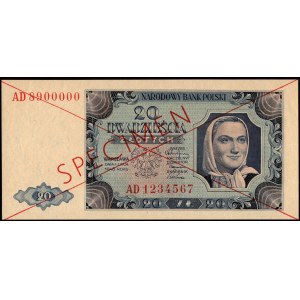 20 złotych 1948 - AD - SPECIMEN - AD8900000/AD1234567