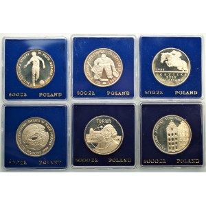 Monety Kolekcjonerskie - 6 x 500 i 5000 złotych (1987-1989) sport + Kopernik + Toruń