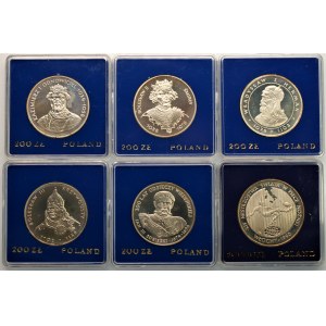 Monety Kolekcjonerskie - 6 x 200 i 20000 złotych (1980-1989) Królowie + MŚ Włochy 1990