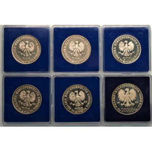 Monety Kolekcjonerskie - 6 x 200 i 20000 złotych (1980-1989) Królowie + MŚ Włochy 1990