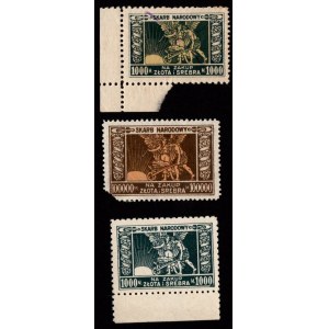 SKARB NARODOWY - zestaw znaczków na zakup złota i srebra - 2 x 1000 marek + 100 000 marek