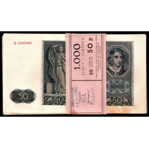 50 złotych 1941 - D - pełna paczka bankowa 20 sztuk -