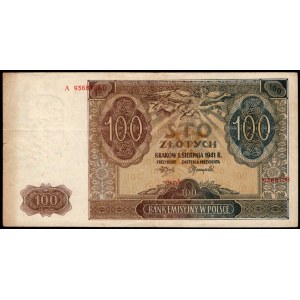 Destrukt - 100 złotych 1941 - A - przesunięty numerator