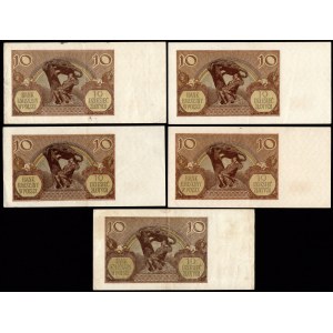 5 x 10 złotych 1940 - seria L, J, 