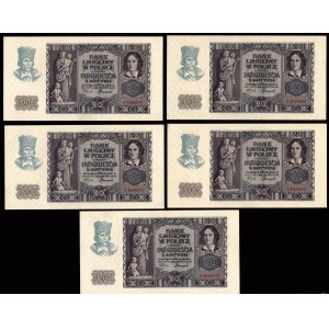 5 x 20 złotych 1940 - A - numeracja po kolei