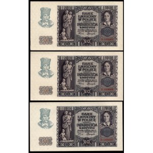 7 x 20 złotych 1940 - D - numeracja po kolei