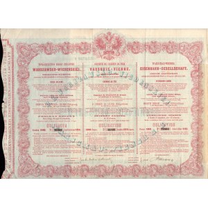 Obligacja - Towarzystwo drogi żelaznej Warszawsko-Wiedeńskiej - 500 franków/125 rubli srebrem 1860 