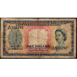 MALAYA and British Borneo - 1 Dollar 1953 