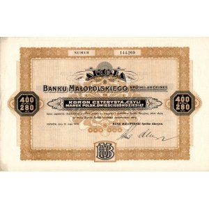 Bank Małopolski - 400 koron/280 marek polskich 1919 
