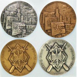 Medale - Gen. J. Dowbór Muśnicki i Gen. J. Haller - zestaw 4 sztuk