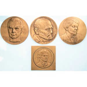 Zestaw 4 szt, Medali - Cz. Miłosz, M. Dąbrowska, O. Kolberg, T. Kościuszko