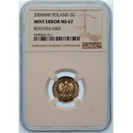 2 grosze 2005- mint error - DESTRUKT - ODWROTKA 180 stopni - rzadkie -NGC MS67