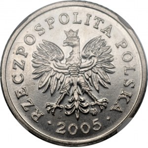 10 groszy 2005 - mint error - DESTRUKT - ODWROTKA 180 stopni - rzadkie -NGC MS67