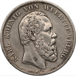 NIEMCY - Wirtembergia - Karol - 5 marek, 1876 - (F) Stuttgart