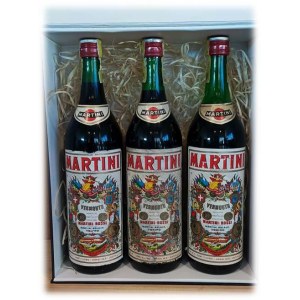 Martini Rossi Vermouth 1L 16,5%, lata 70-te Zestaw 3 butelek w opakowaniu prezentowym