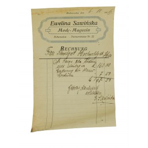 [INOWROCŁAW] Ewelina Sawińska Mode - Magazin , RACHUNEK z 6.11.1916r.