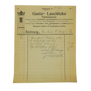 [INOWROCŁAW] Gustav Laschitzke , zdun , RACHUNEK z 1915r.
