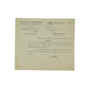 [POZNAŃ] Jan Kajewski Dom Handlowy i reprezentacja firm krajowych zagranicznych KORESPONDENCJA z dnia 13 kwietnia 1937r.