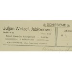 [JABŁONOWO] Julian Wetzel Skład towarów kolonialnych, konfitur i delikatesów, autografy właścicieli [przed 1930r.]