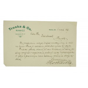 [RAWICZ] Troska & Co. KORESPONDENCJA z dnia 6 maja 1927r.