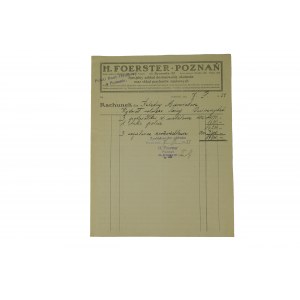 H. FOERSTER Poznań rachunek dla Katedry Miernictwa Uniwersytetu Poznańskiego [podziałka, teka palna, węgielnice zwierciadlane] 7.IV.1922r.