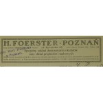 H. FOERSTER Poznań rachunek dla Katedry Miernictwa Uniwersytetu Poznańskiego [podziałka, teka palna, węgielnice zwierciadlane] 7.IV.1922r.