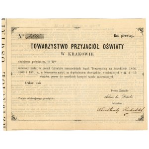 Blankiet Towarzystwo przyjaciół oświaty Kraków 1868 - 1870