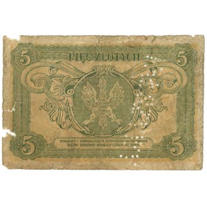 FAŁSZERSTWO Z EPOKI - 5 złotych 1925 - seria C z perforacją FAŁSZYWY