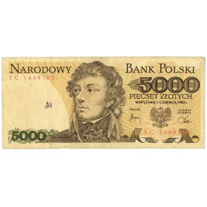 500 złotych 1982 przeróbka na 5.000 złotych - seria EC - FALSYFIKAT