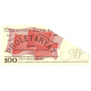 100 złotych 1986 - seria SR - zagięcie podczas cięcia