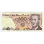 100 złotych 1986 - seria SR - zagięcie podczas cięcia