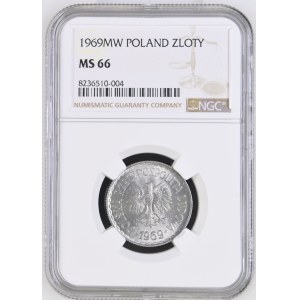 PRL, 1 zlatá 1969 NGC MS66 - 2. max. bankovka