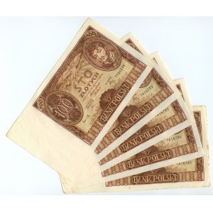 100 złotych (1932-1934) seria BC - zestaw 5 sztuk