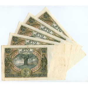 100 złotych (1932-1934) seria BC - zestaw 5 sztuk