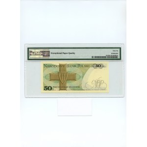 50 złotych 1988 seria GB, PMG 66 EPQ, banknot z kolekcji LUCOW wraz z odręcznie wyposaną karteczką