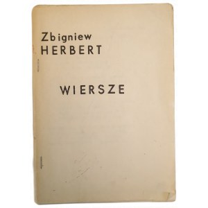 HERBERT Zbigniew -WIERSZE wyd.1984 [Broszura] Wydanie podziemne