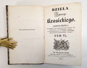 DZIEŁA IGNACEGO KRASICKIEGO ZBIÓR POTRZEBNIEYSZYCH WIADOMOŚCI (DOPEŁNIENIA) Warsaw wyd.1832