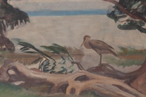 Stanisław Czajkowski (1878 Warszawa - 1954 Sandomierz), Czapla nad wodą