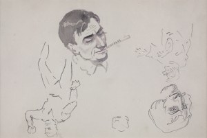Karol Kossak (1896-1975), Szkice postaci mężczyzny (Głowa mężczyzny palącego papierosa)