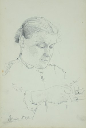 Włodzimierz Tetmajer (1861 - 1923), Kobieta obierająca owoc, 1900
