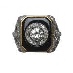 Pierścionek Art-Deco - diamenty i onyx