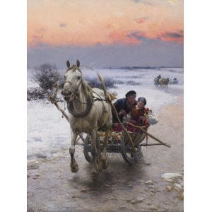 Alfred Wierusz-Kowalski (1849 Suwałki - 1915 München), Brautwerbung, um 1890