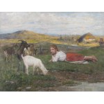 Antoni Kozakiewicz (1841 Kraków - 1929 tamże), Dziewczynka z kozami, 1912