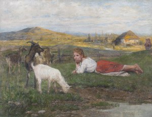 Antoni Kozakiewicz (1841 Kraków - 1929 tamże), Dziewczynka z kozami, 1912