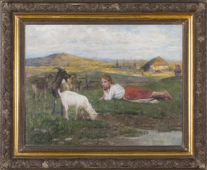 Antoni Kozakiewicz (1841 Kraków - 1929 tamże), Dziewczynka z kozami, 1912