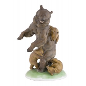 Figur eines Bären mit Jungtieren, Porzellanfabrik Fraureuth, l. 1919-1926